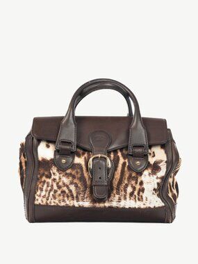 Gucci "Gucci Heritage" Brown Animal-Print Pony Hair Medium Boston Bag